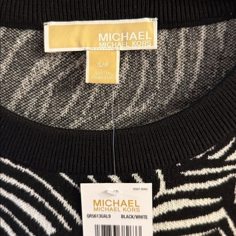 Michael Kors Zebra Pattern Black and White Sweater SP NWT - Picture 2 of 5